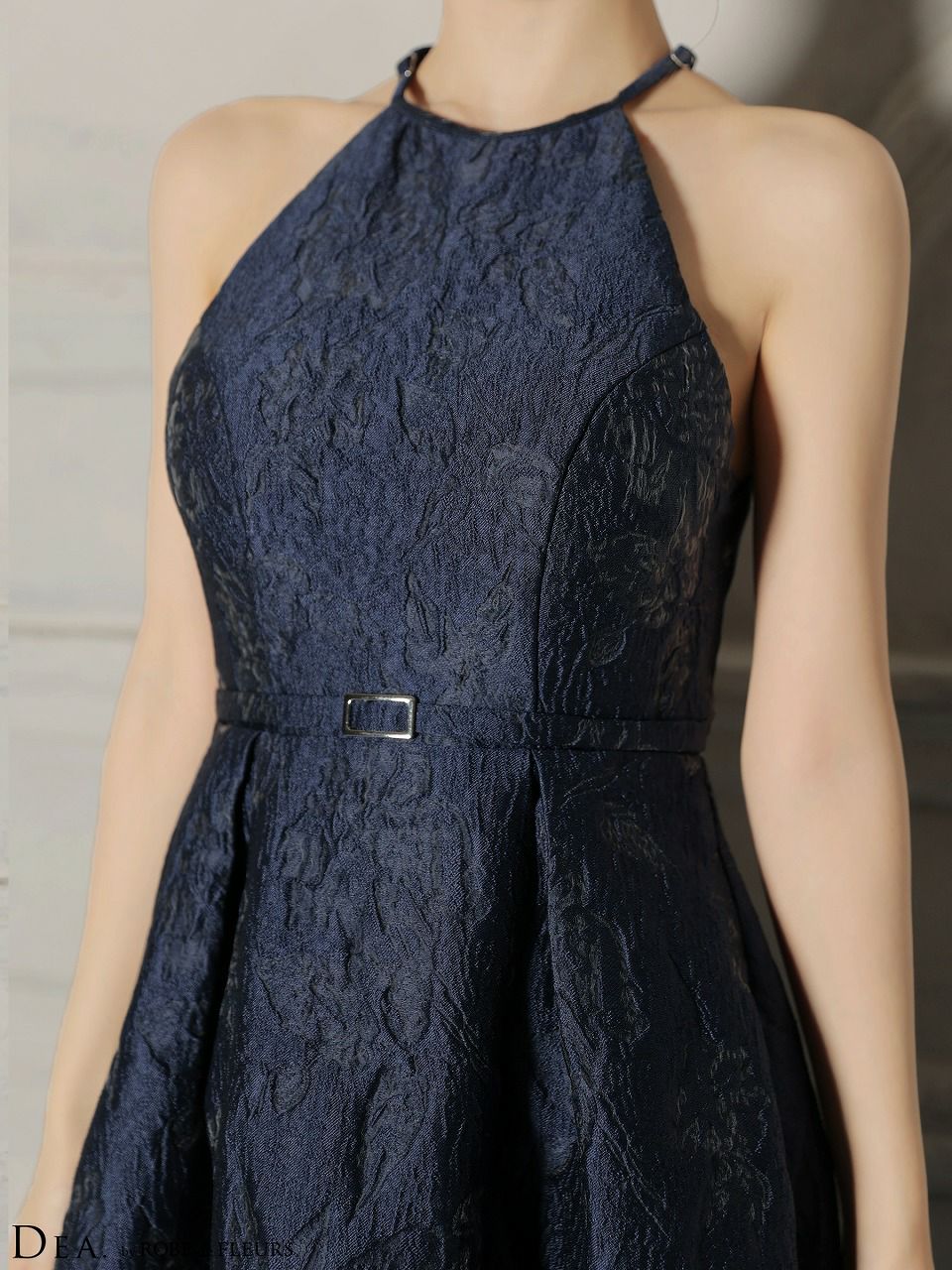 DEA. ディア バイ ローブドフルール 【XSサイズ～Lサイズあり】 ラメジャガードハイネックフレアロングキャバドレス de4332