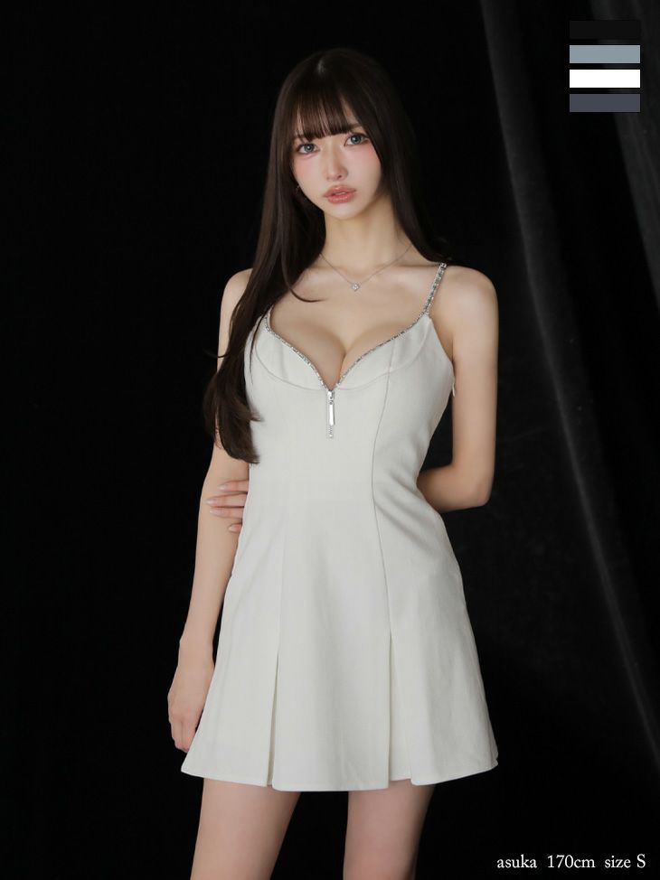 Glossy ローブドフルールグロッシー 【XSサイズあり】 ジップキャミフレアミニキャバドレス gl3963