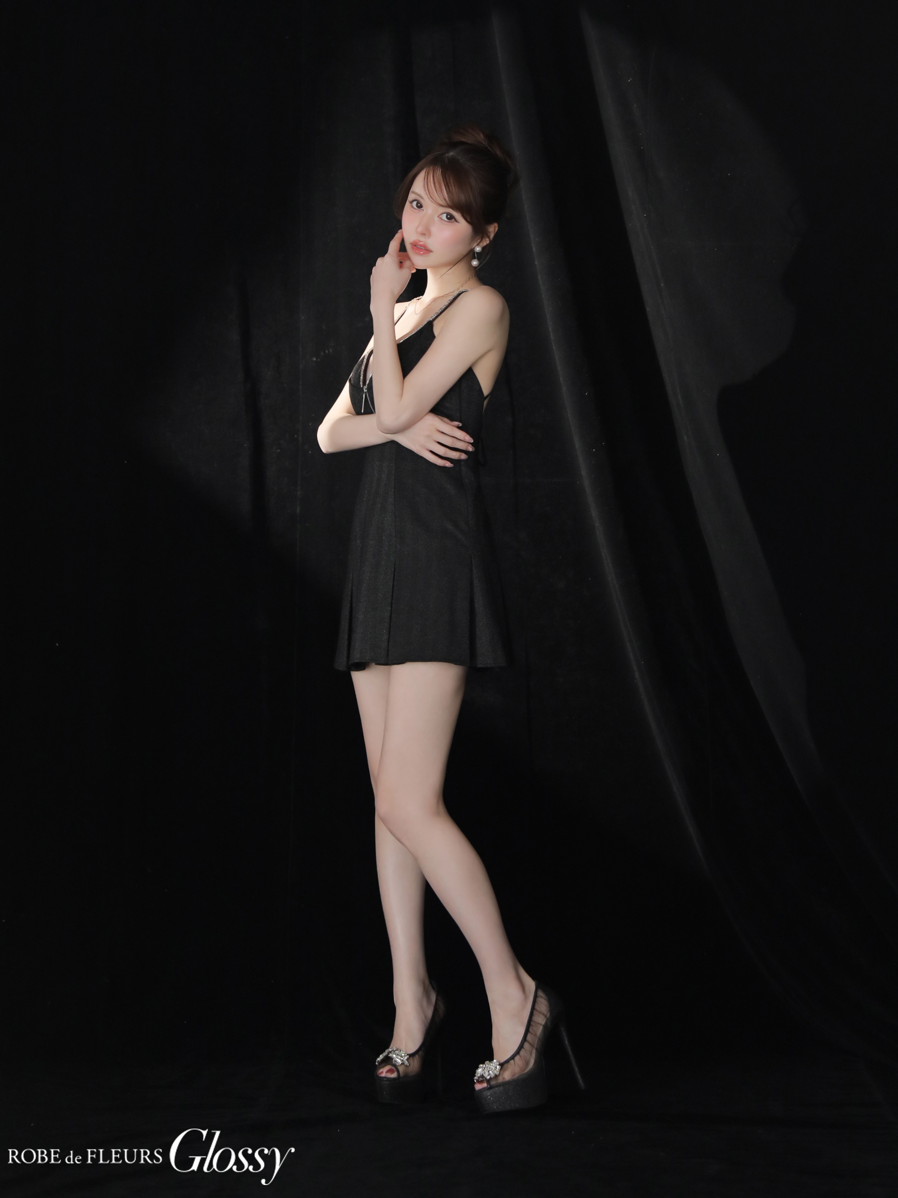 Glossy ローブドフルールグロッシー 【XSサイズあり】 ジップキャミフレアミニキャバドレス gl3963