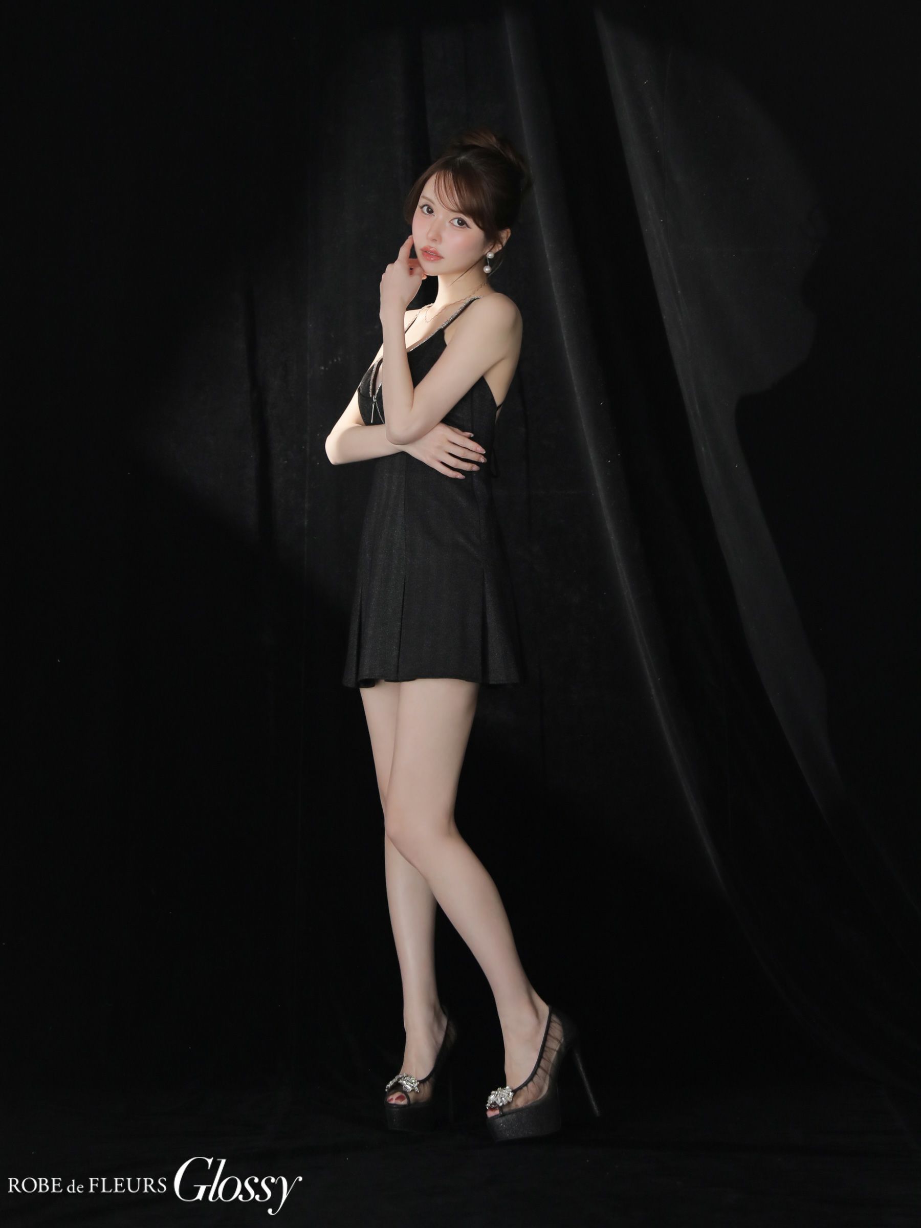 Glossy ローブドフルールグロッシー 【XSサイズあり】 ジップキャミフレアミニキャバドレス gl3963