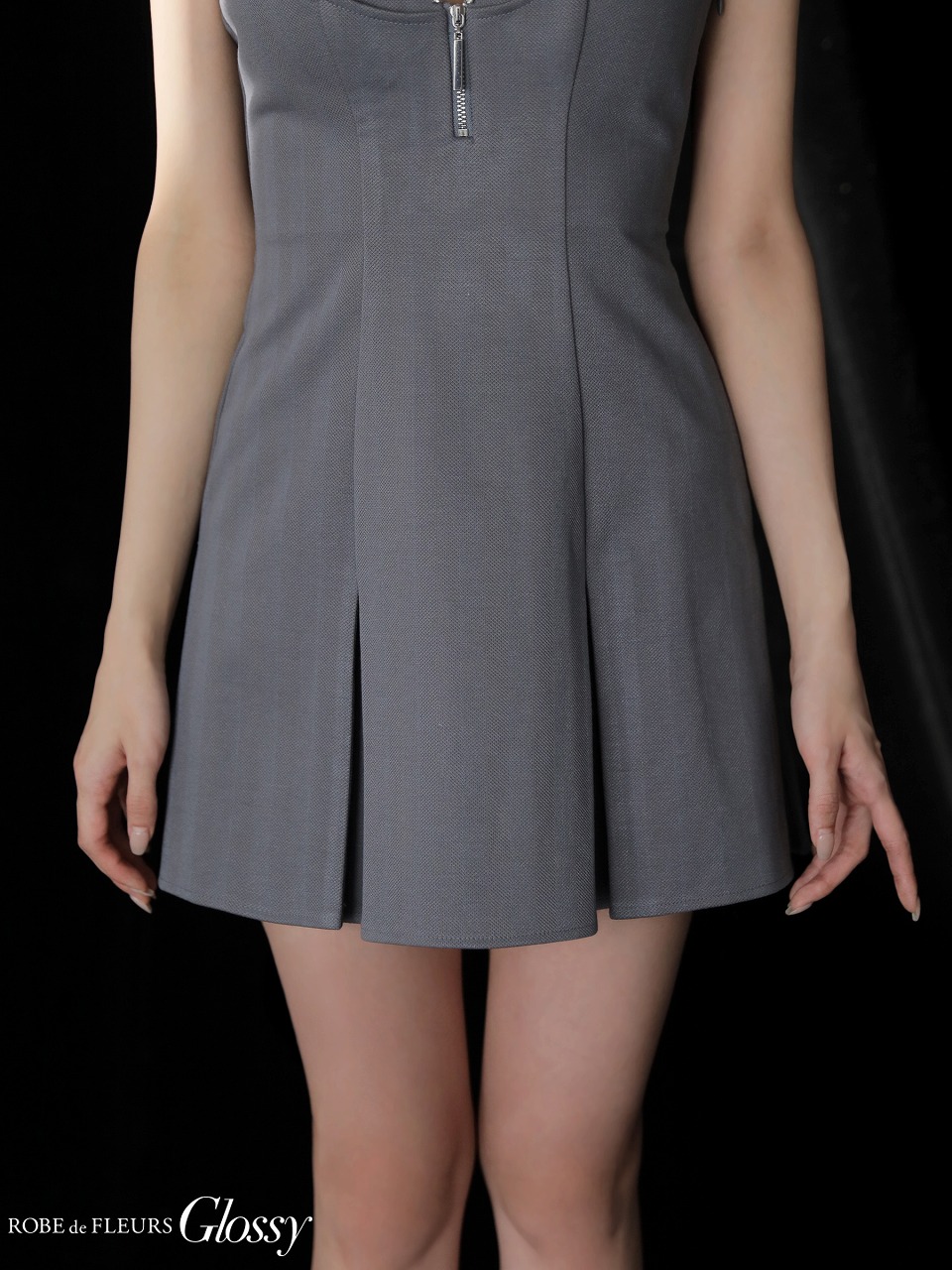 Glossy ローブドフルールグロッシー 【XSサイズあり】 ジップキャミフレアミニキャバドレス gl3963