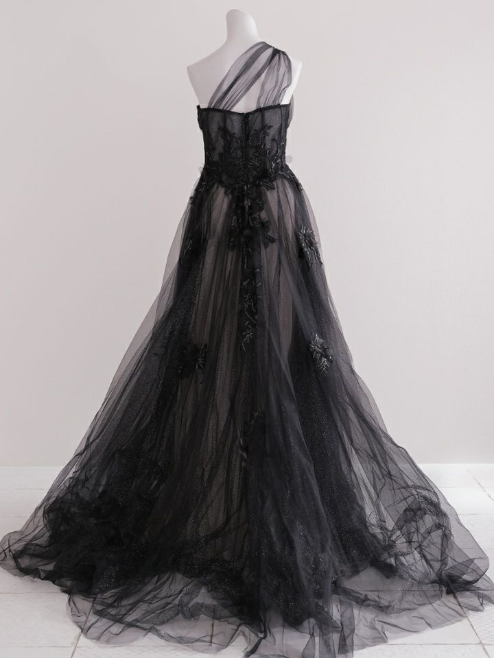 vanityME.couture. バニティミークチュール バースデードレス ワンショルダー フラワー ロングドレス ブラック  vctr-la-2382-5