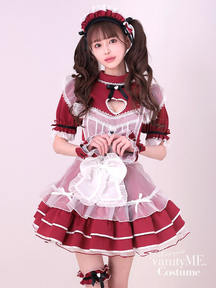 【9点セット】Malymoon マリームーン バレンタインハートホワイトチュールメイド[レッド] mlcs25158