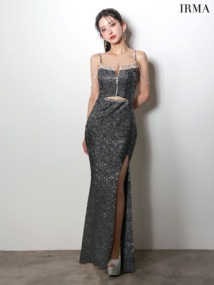 IRMA シルバー ビーズ装飾 オフショルダードレスセット 1月下旬入荷予定】IRMA イルマ オフショル/ウエストカット/ビジュー