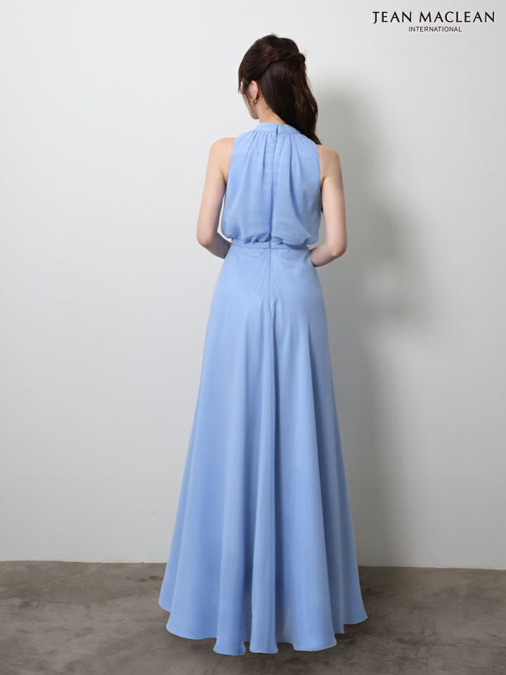 JEAN MACLEAN ジャンマクレーン パステルカラー/シフォン/ボウタイリボン/ウエスト切替/Aライン/ロングドレス ja61032