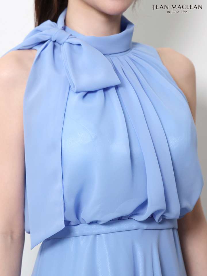 JEAN MACLEAN ジャンマクレーン パステルカラー/シフォン/ボウタイリボン/ウエスト切替/Aライン/ロングドレス ja61032