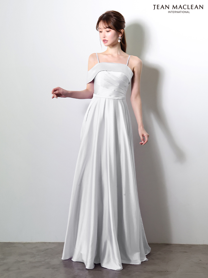 JEAN MACLEAN ジャンマクレーン エレガントサテン/ワンカラー/オフショル/シンプル/Aライン/ロングドレス  ja61033