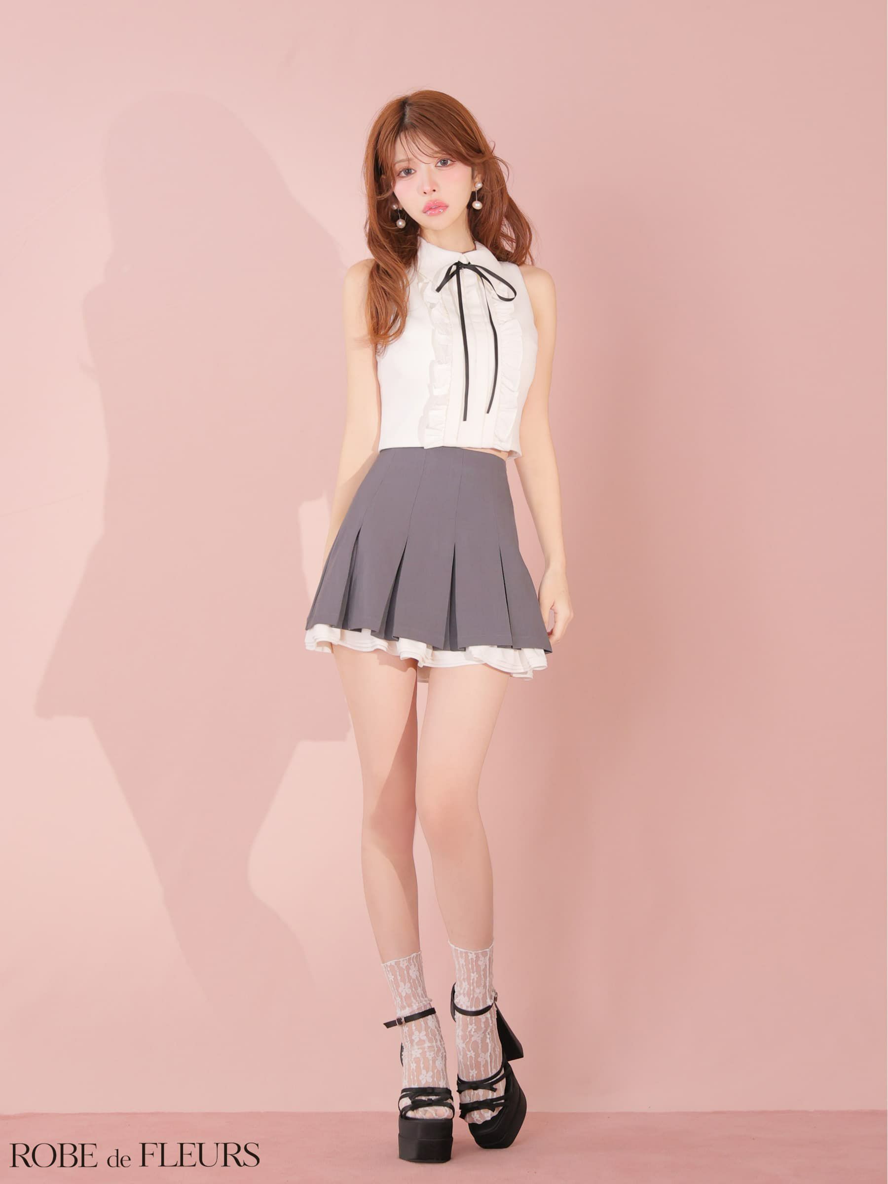 ROBE de FLEURS ローブドフルール 【XSサイズあり】フリルプリーツセットアップミニキャバドレス fm4609-c