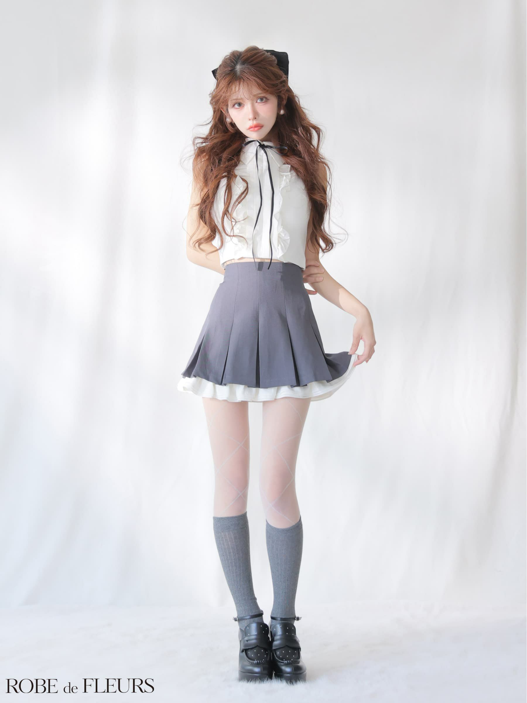 ROBE de FLEURS ローブドフルール 【XSサイズあり】フリルプリーツセットアップミニキャバドレス fm4609-c