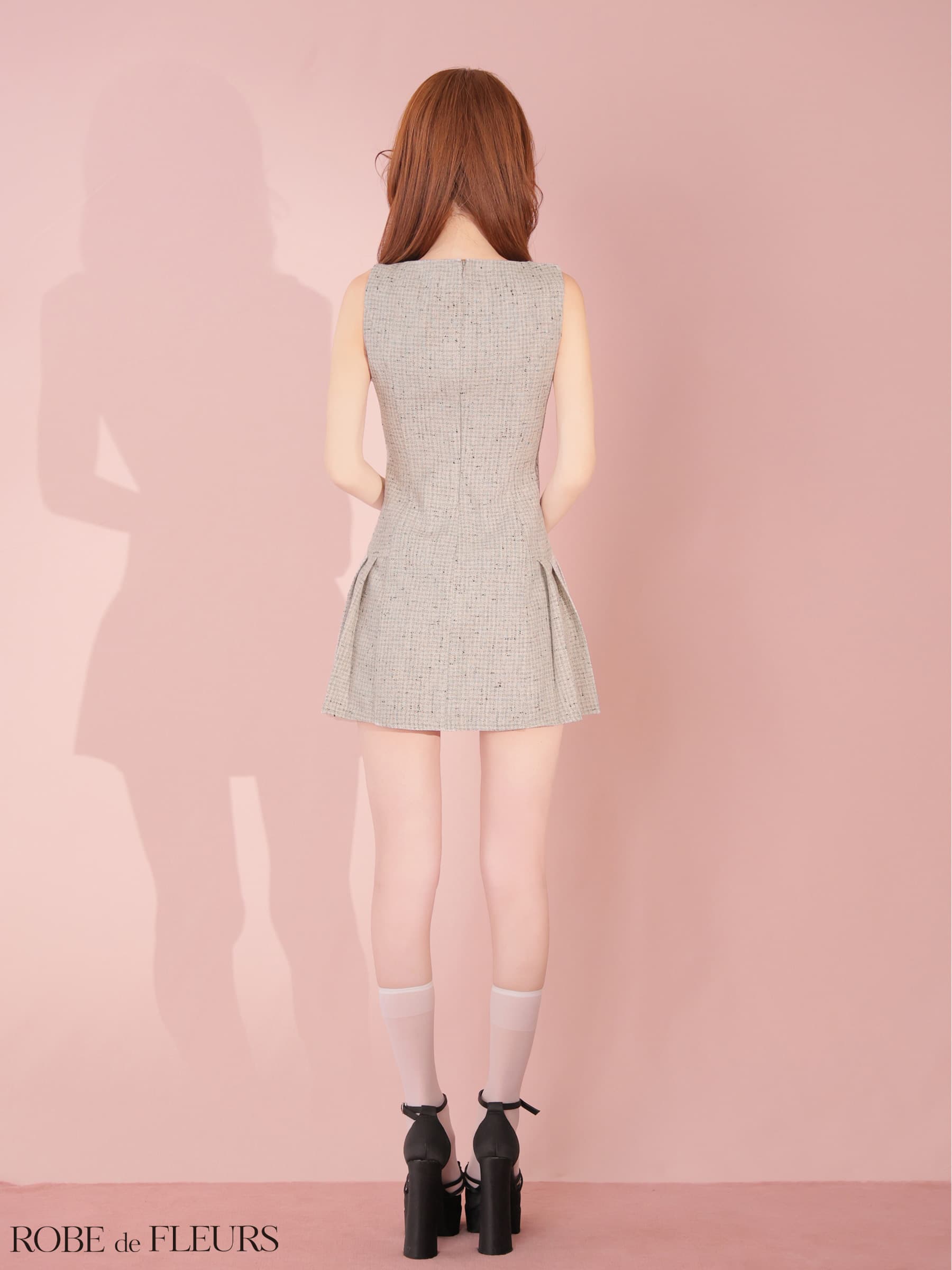 ROBE de FLEURS ローブドフルール 【XSサイズあり】ラメツイードビジューラインミニキャバドレス fm4631-c