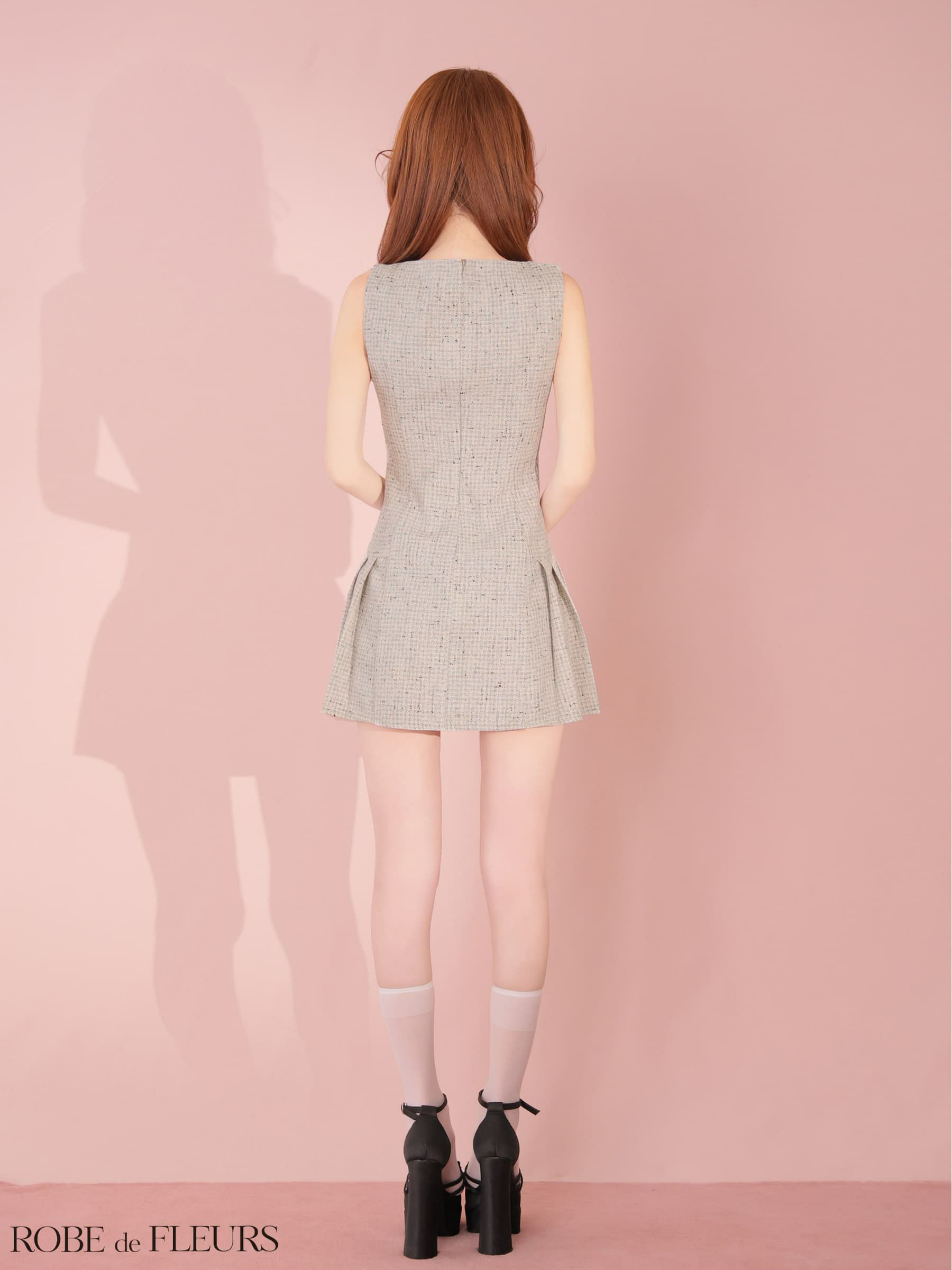 ROBE de FLEURS ローブドフルール 【XSサイズあり】ラメツイードビジューラインミニキャバドレス fm4631-c