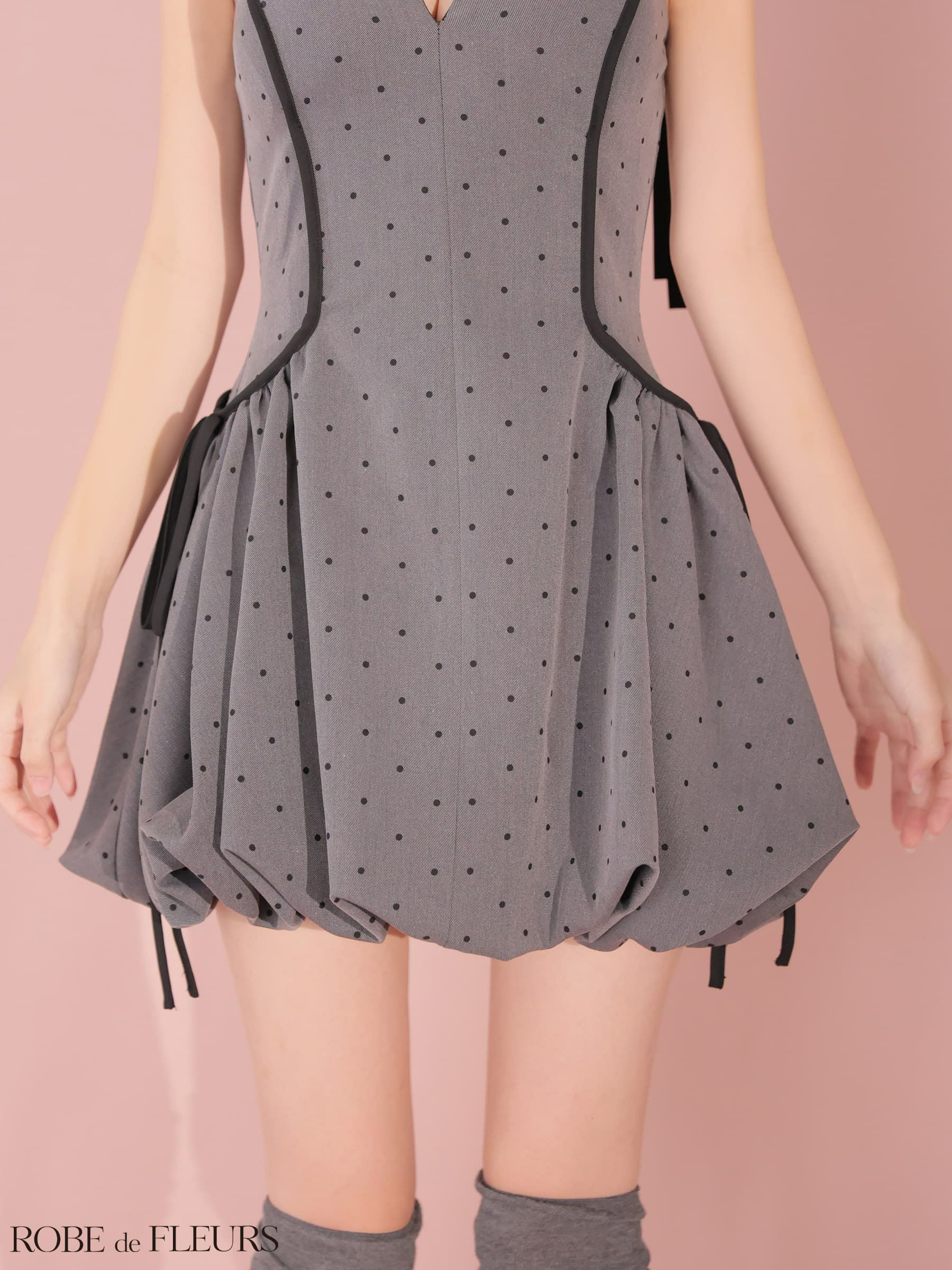 ROBE de FLEURS ローブドフルール 【XSサイズあり】ドット柄バルーンミニキャバドレス fm4702-c