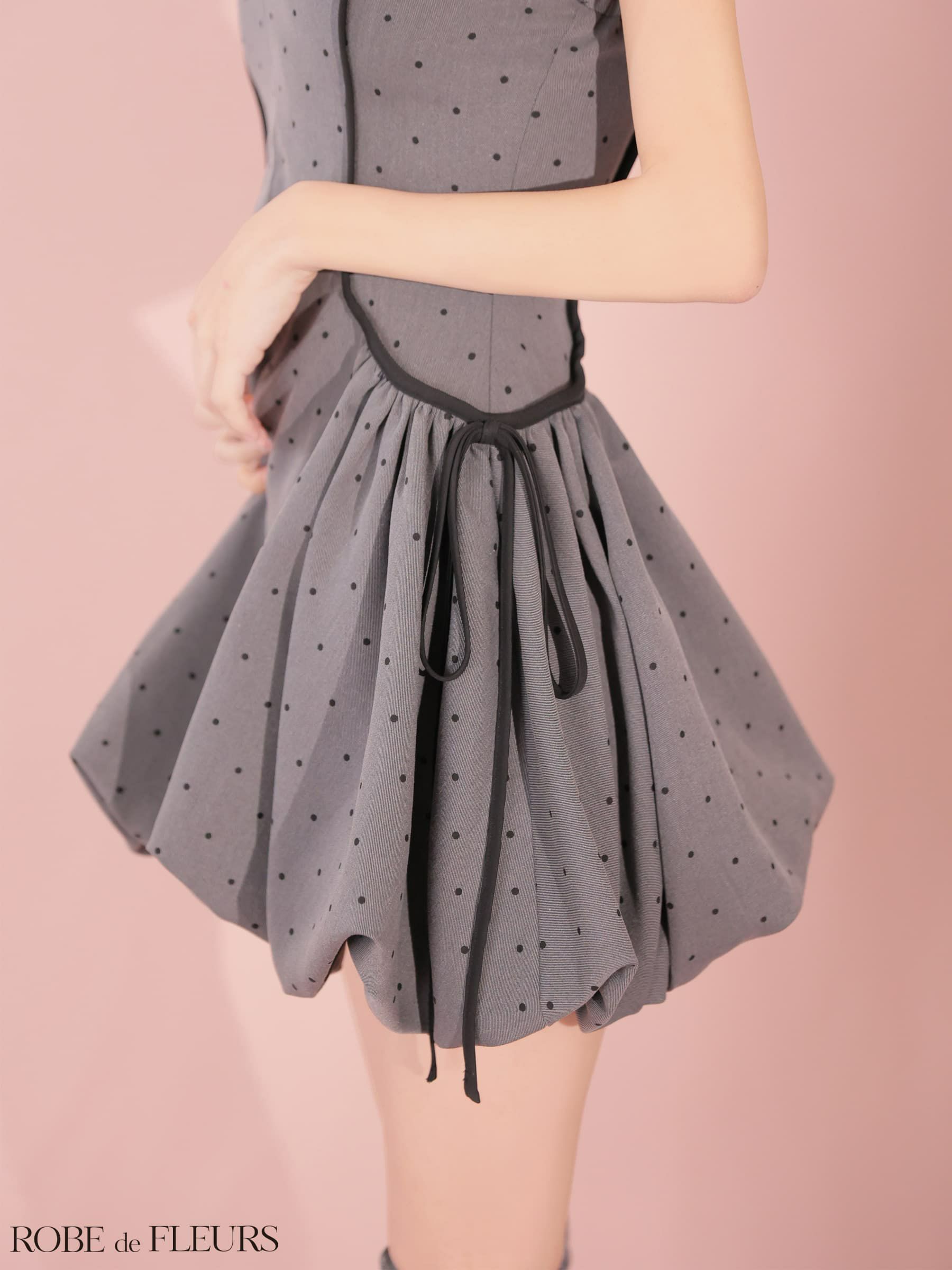 ROBE de FLEURS ローブドフルール 【XSサイズあり】ドット柄バルーンミニキャバドレス fm4702-c