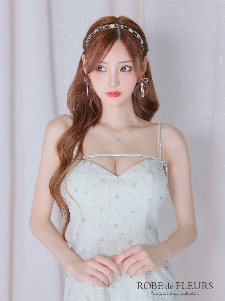 ROBE de FLEURS ローブドフルール ビジューリボンハートカットタイトミニキャバドレス【デコルテパーツ取り外し可能】 fm3426