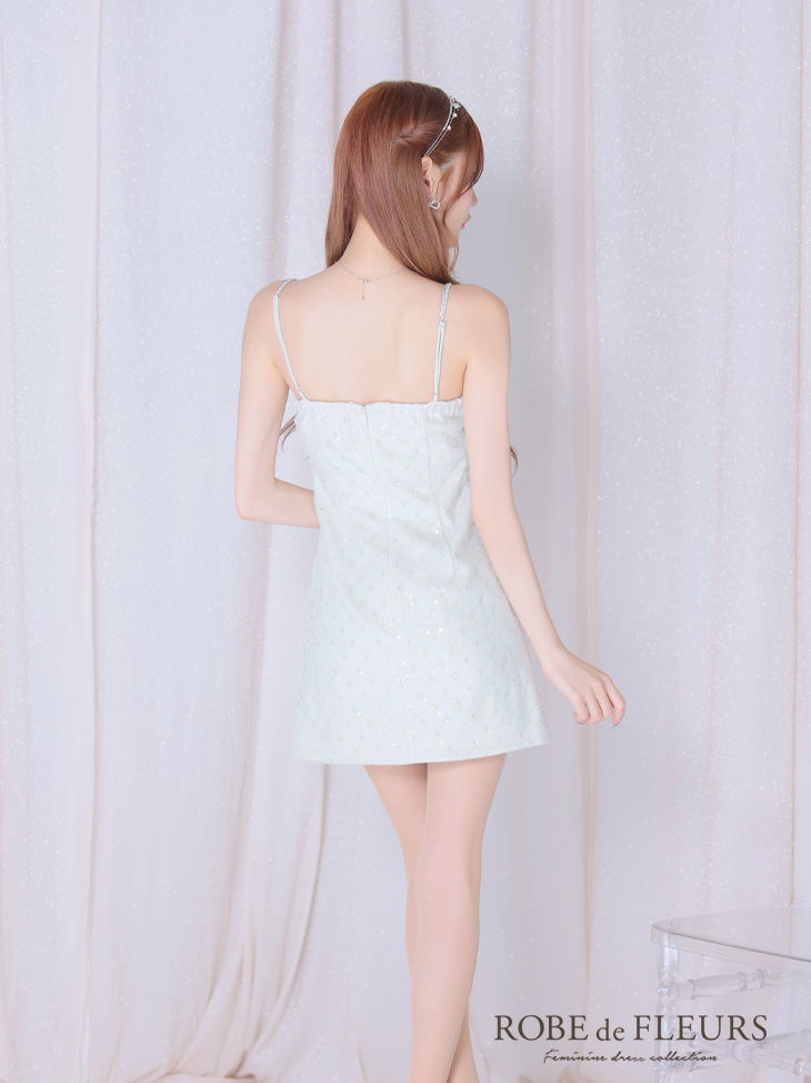 ROBE de FLEURS ローブドフルール ビジューリボンハートカットタイトミニキャバドレス【デコルテパーツ取り外し可能】 fm3426