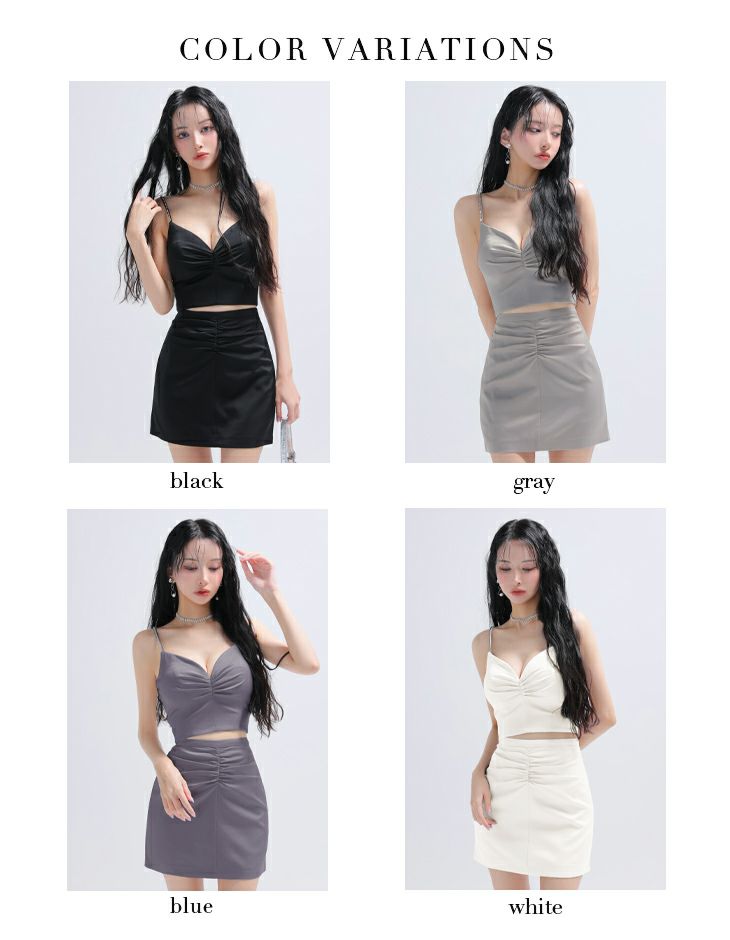 Glossy ローブドフルールグロッシー サテンギャザーセットアップタイトミニキャバドレス gl4130