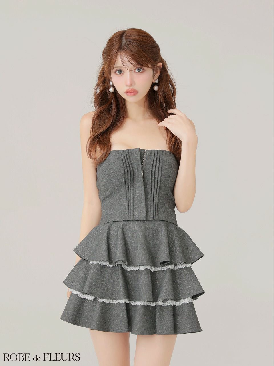 ROBE de FLEURS ローブドフルール 【XSサイズあり】 ラメツイルフリル