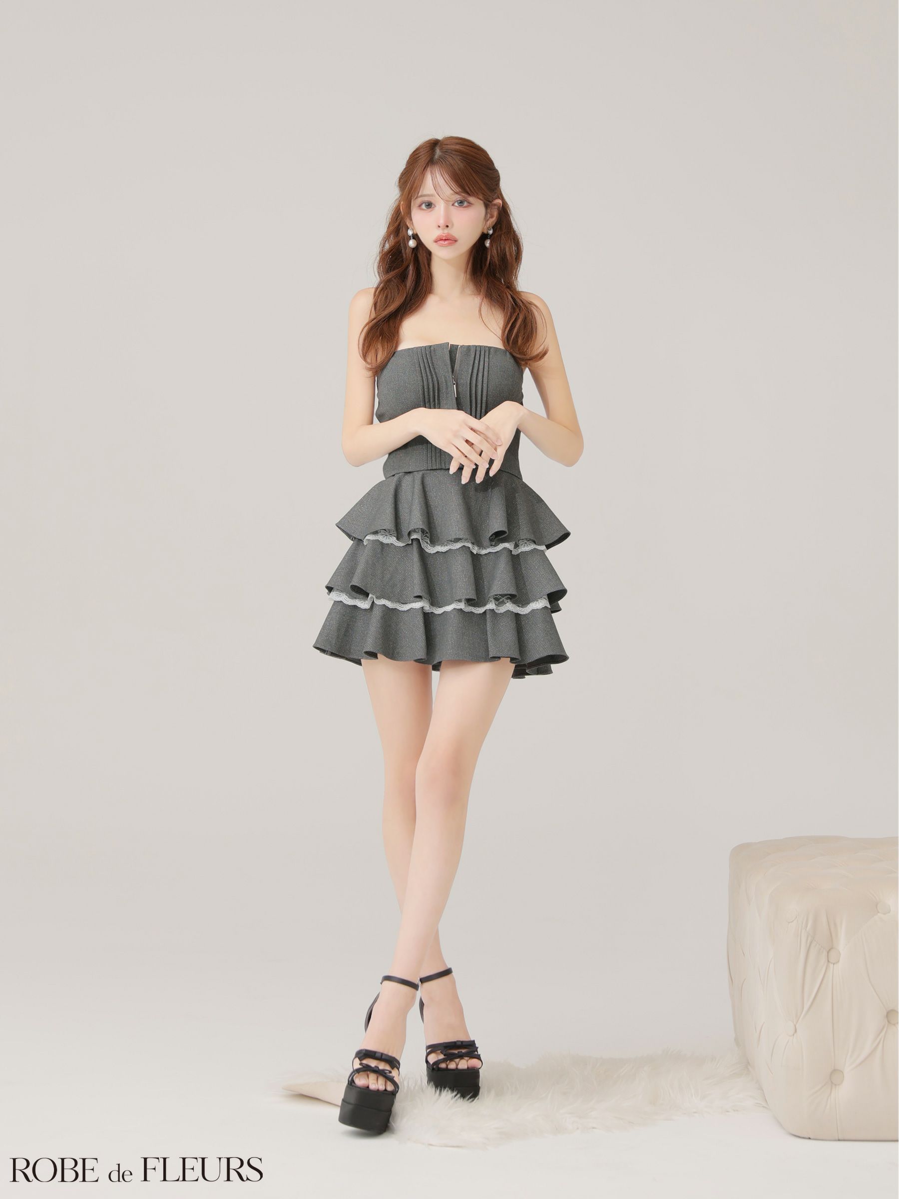 ROBE de FLEURS ローブドフルール 【XSサイズあり】 ラメツイルフリル