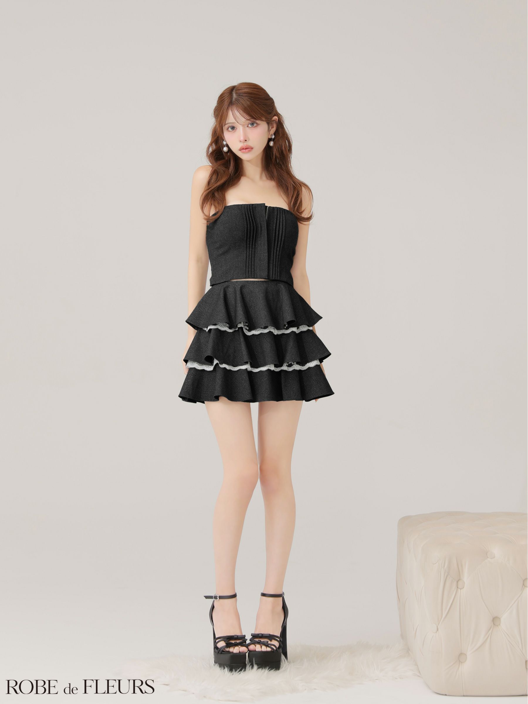 ROBE de FLEURS ローブドフルール 【XSサイズあり】 ラメツイルフリル