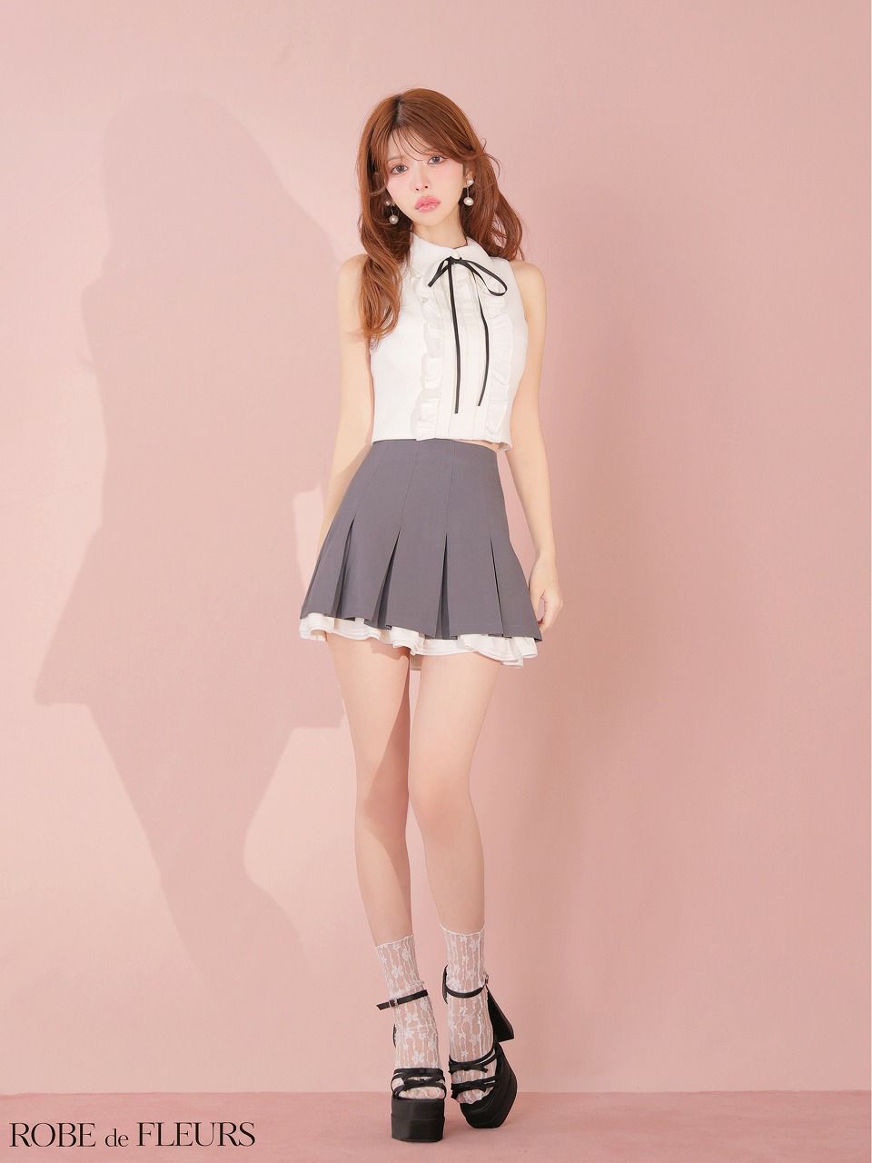 ROBE de FLEURS ローブドフルール 【XSサイズあり】フリルプリーツセットアップミニキャバドレス fm4609