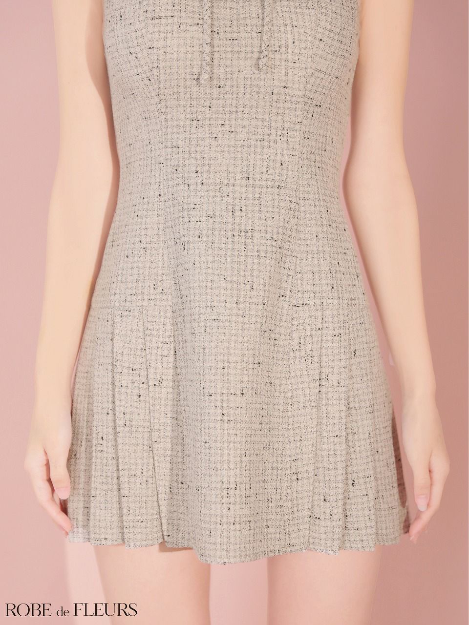 ROBE de FLEURS ローブドフルール 【XSサイズあり】ラメツイードビジューラインミニキャバドレス fm4631