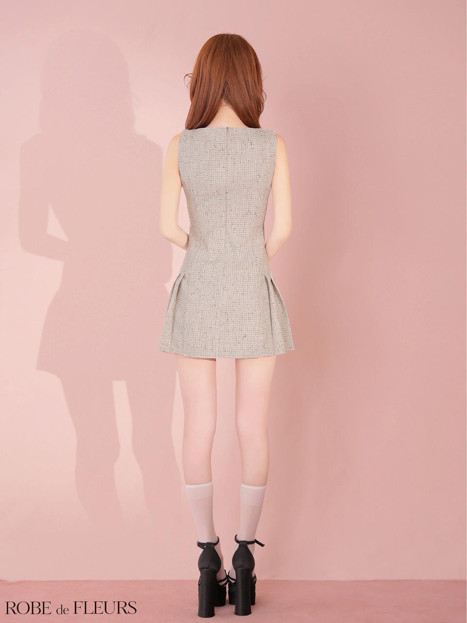 ROBE de FLEURS ローブドフルール 【XSサイズあり】ラメツイードビジューラインミニキャバドレス fm4631