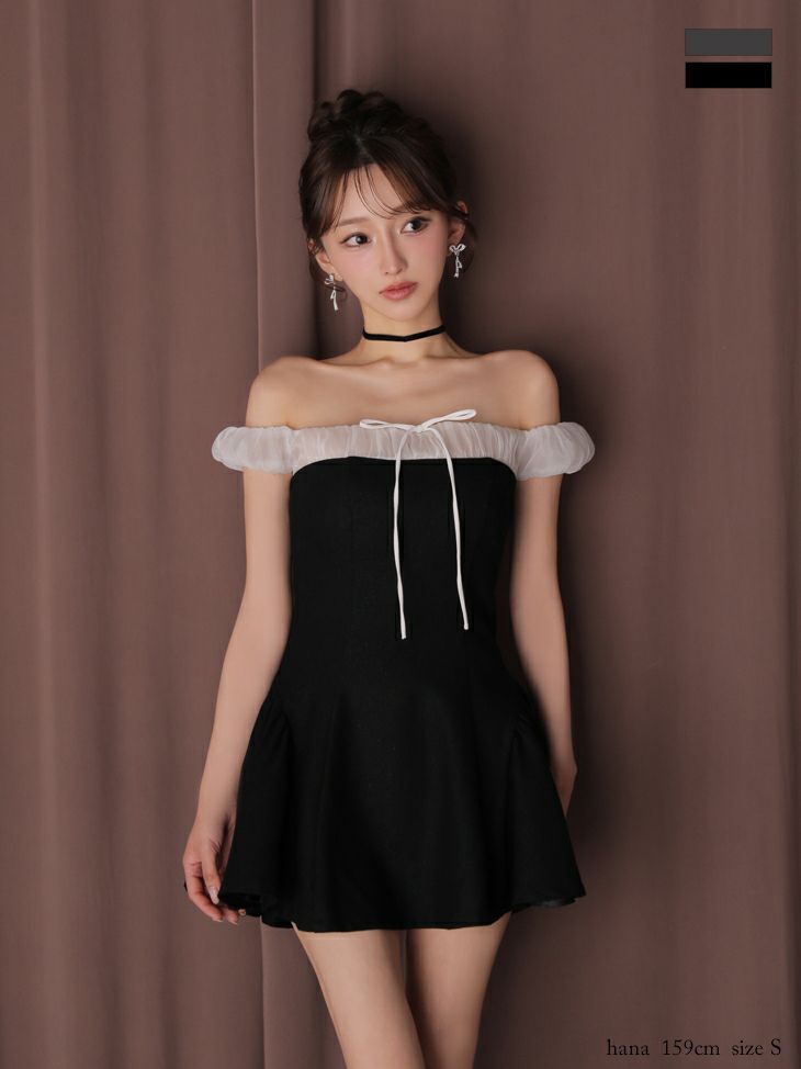 ROBE de FLEURS anier.ROBE ローブドフルール アニエルローブ 【XSサイズあり】 Glitter flannel off-the-shoulder mini dress グリッターフランネルオフショルミニドレス fm-anier4058