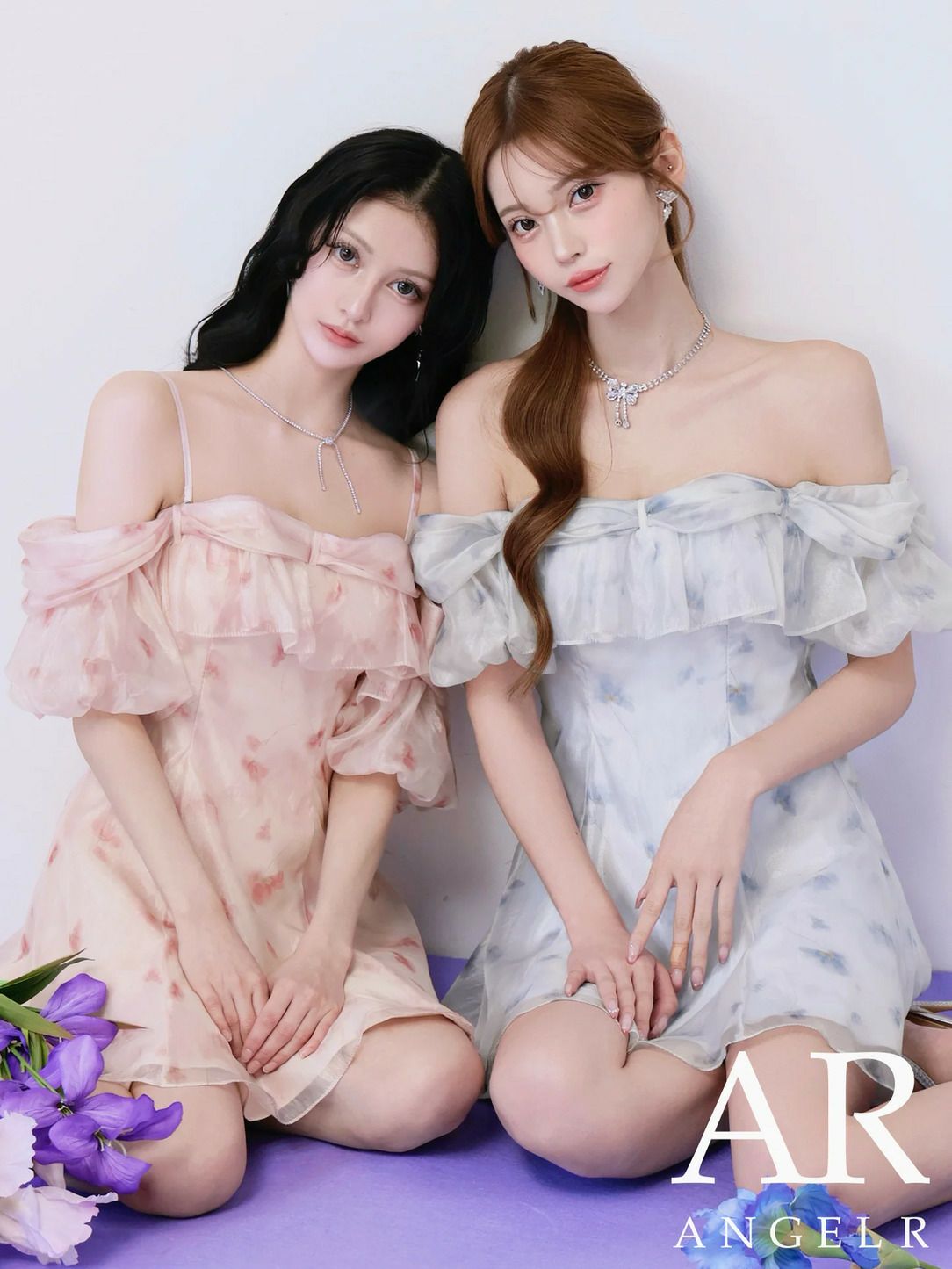 AngelR エンジェルアール 花柄シフォンオフショル2WAYフリルフレアマイクロミニドレス ar26802