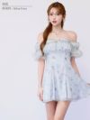 AngelR エンジェルアール 花柄シフォンオフショル2WAYフリルフレアマイクロミニドレス ar26802