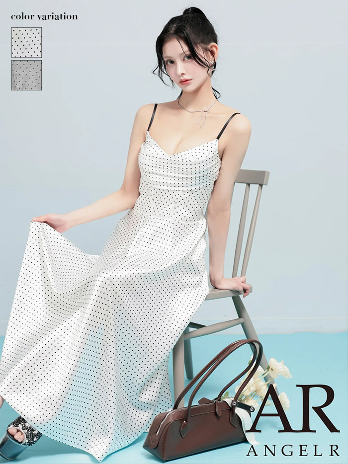 AngelR エンジェルアール バストシャーリングドットフレアマキシロングドレス ar26205-ks