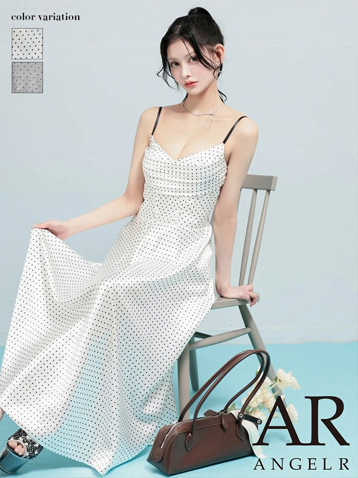 AngelR エンジェルアール バストシャーリングドットフレアマキシロングドレス ar26205-ks