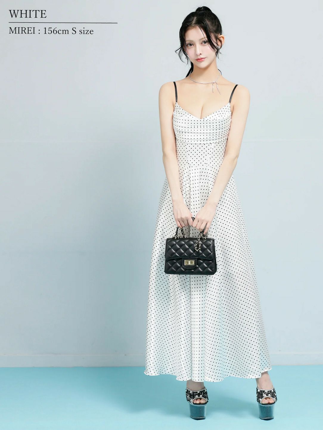 AngelR エンジェルアール バストシャーリングドットフレアマキシロングドレス ar26205-ks