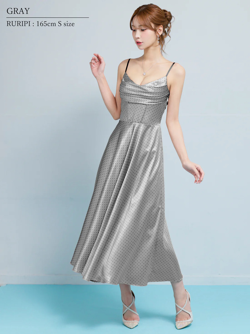 AngelR エンジェルアール バストシャーリングドットフレアマキシロングドレス ar26205-ks