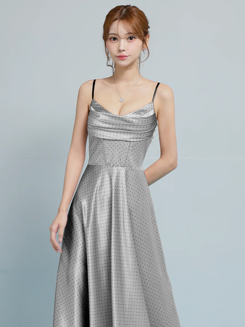 AngelR エンジェルアール バストシャーリングドットフレアマキシロングドレス ar26205-ks