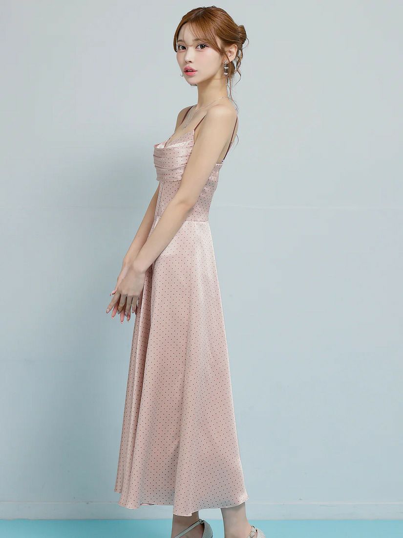 AngelR エンジェルアール バストシャーリングドットフレアマキシロングドレス ar26205-ks