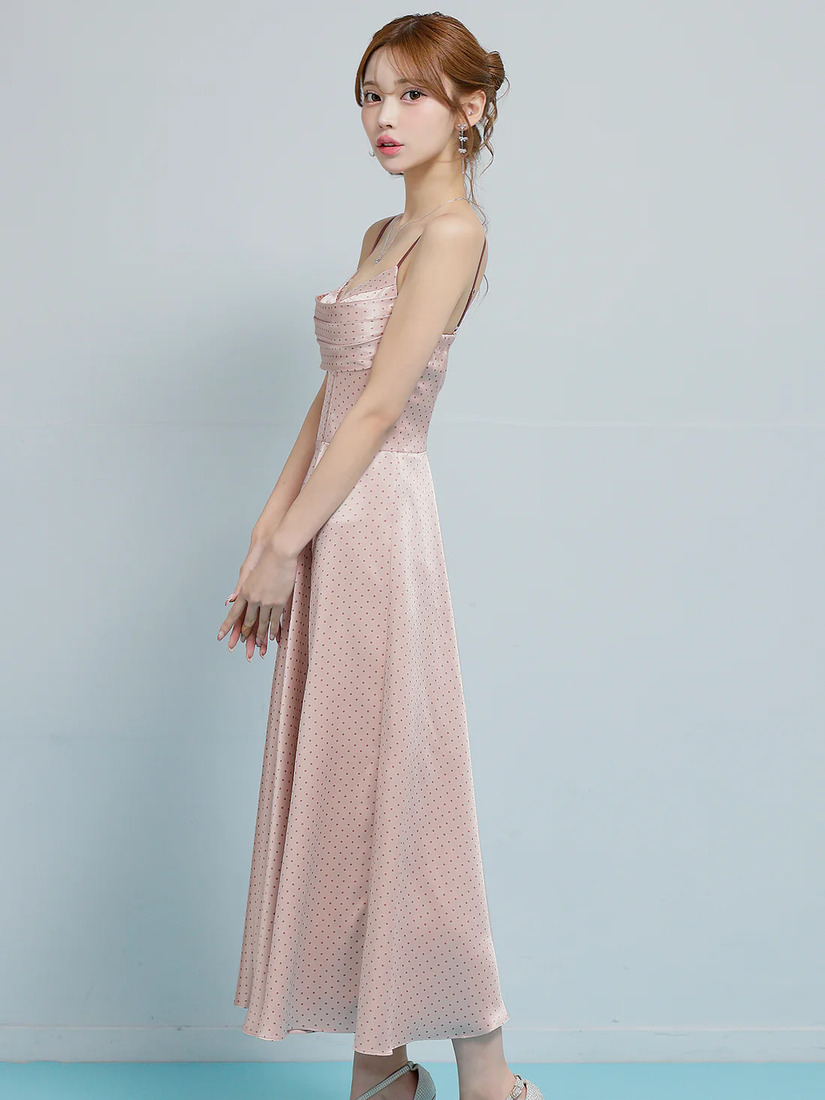 AngelR エンジェルアール バストシャーリングドットフレアマキシロングドレス ar26205-ks