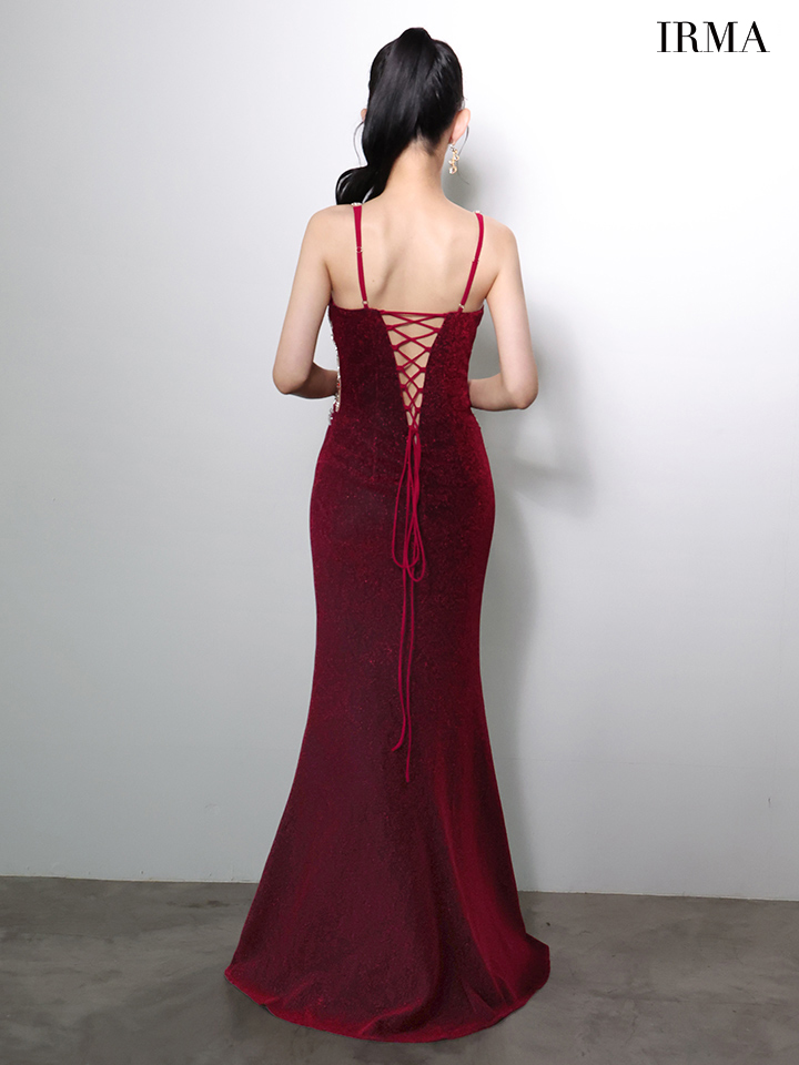 IRMA イルマ ラメニット/ラグジュアリービジュー/カットアウト/スリット入り/タイト ロングドレス ir51971