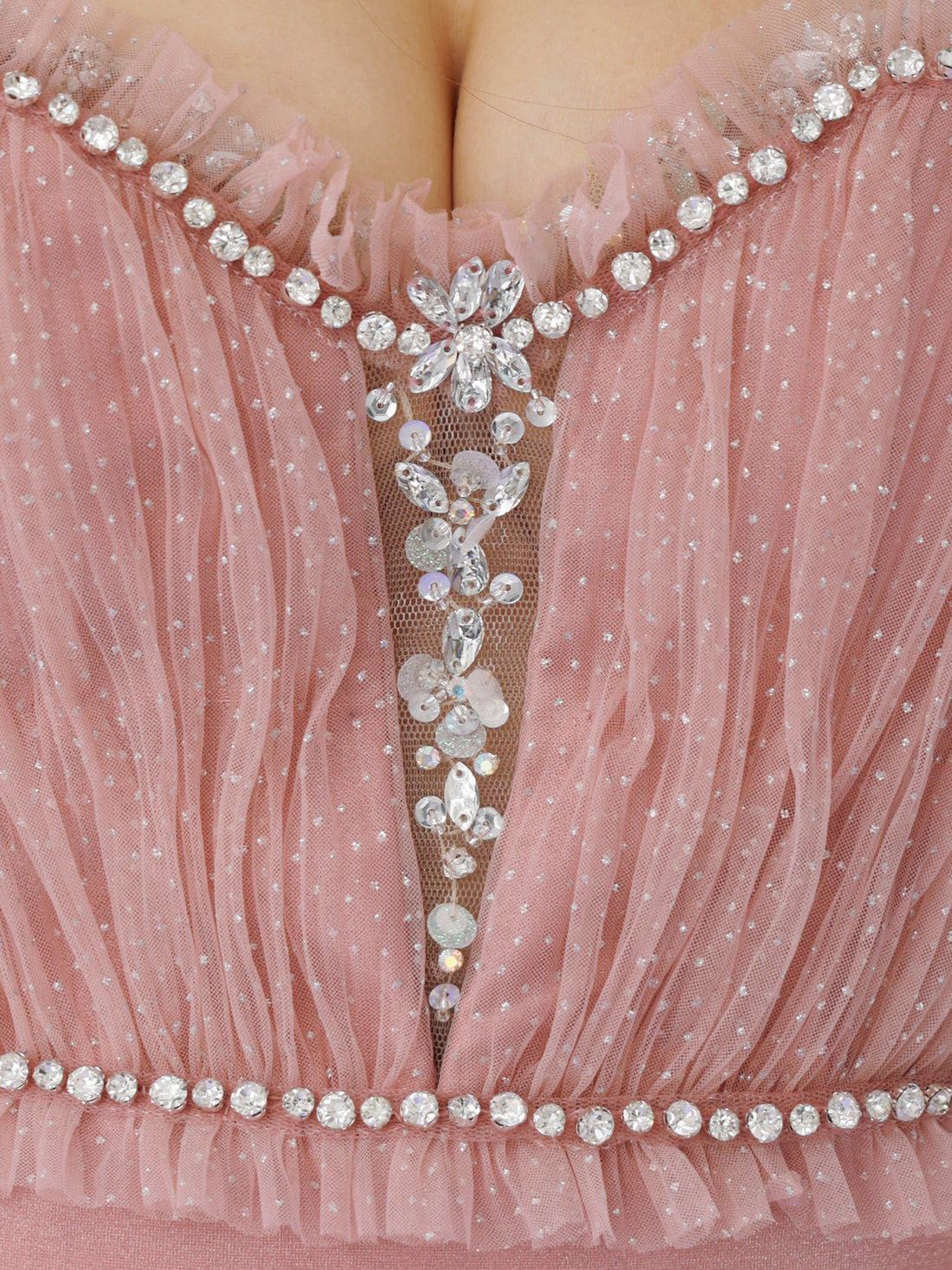 AngelR エンジェルアール フロントメッシュVカットビジューフリルウエストマークタイトマイクロミニドレス ar26202