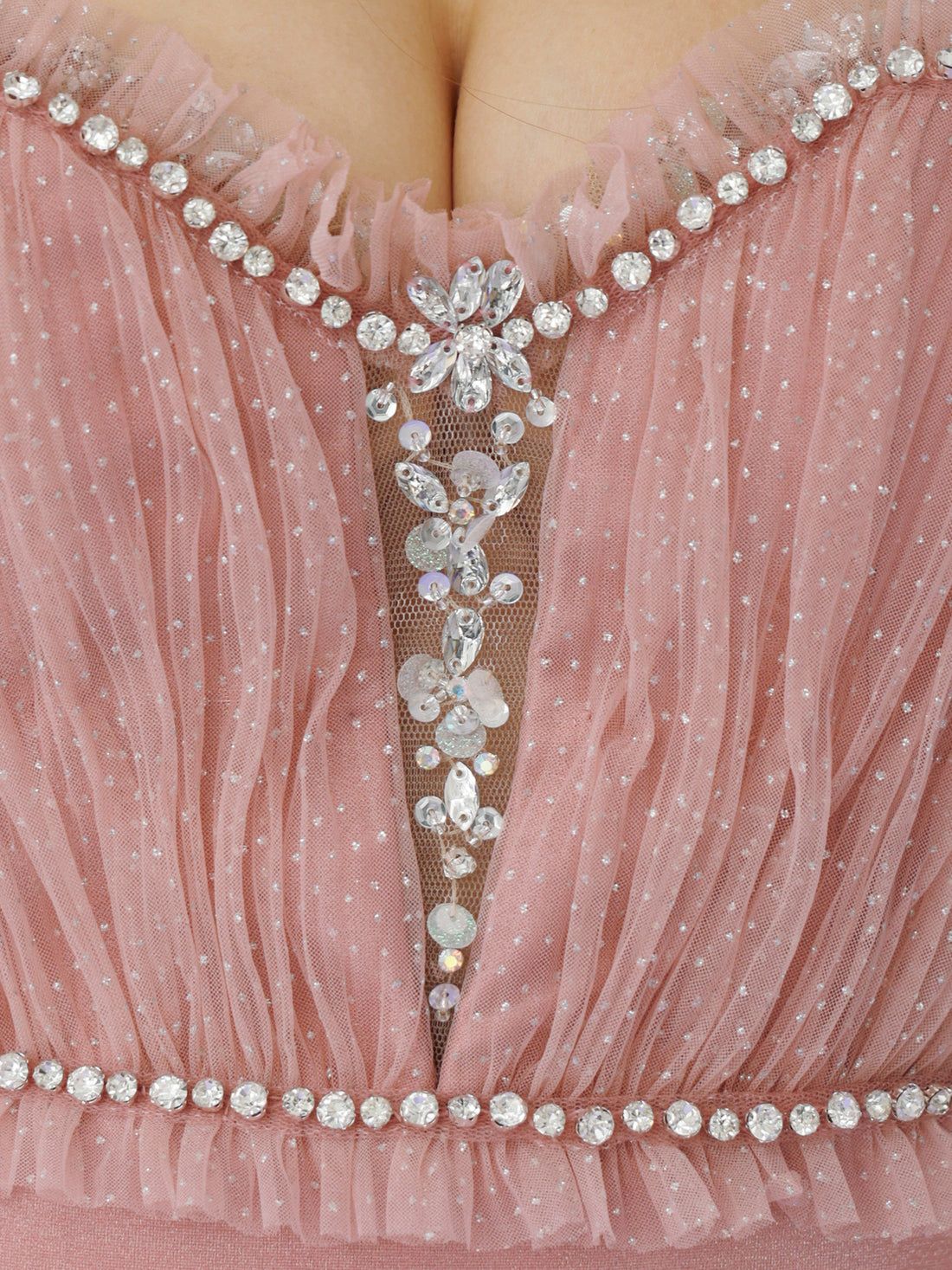 AngelR エンジェルアール フロントメッシュVカットビジューフリルウエストマークタイトマイクロミニドレス ar26202