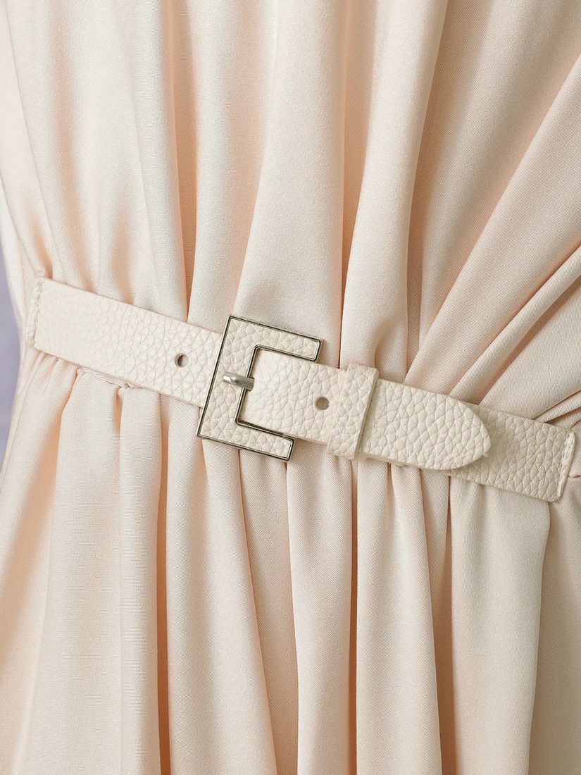 Veautt ヴュート ホルターネックウエストベルトアシンメトリーフレアミディアムドレス  vt022601