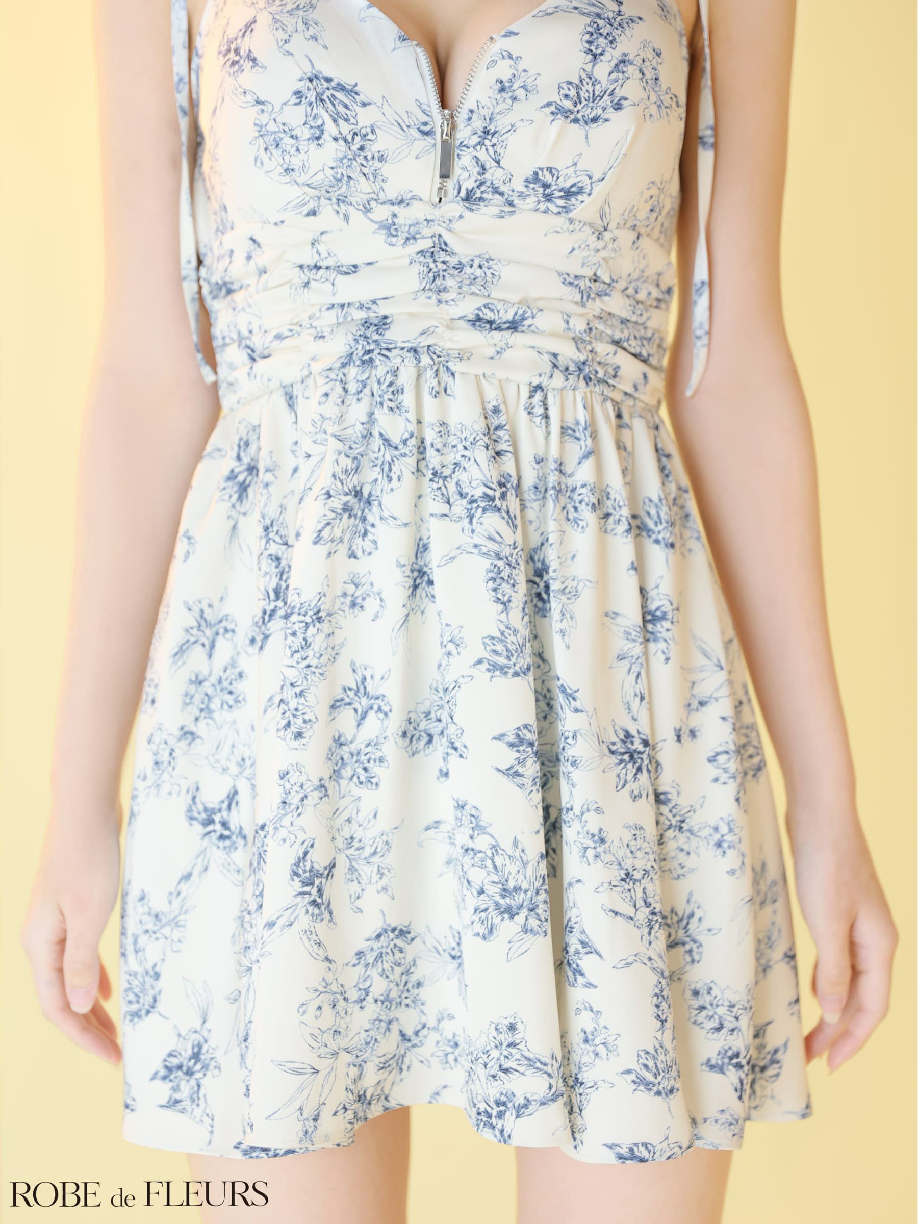 ROBE de FLEURS ローブドフルール 【XSサイズあり】 クラシカルフラワーフレアミニキャバドレス fm4623-c