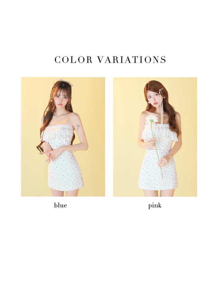 ROBE de FLEURS ローブドフルール 【XSサイズあり】小花柄レースフリルセットアップミニキャバドレス fm3495-c