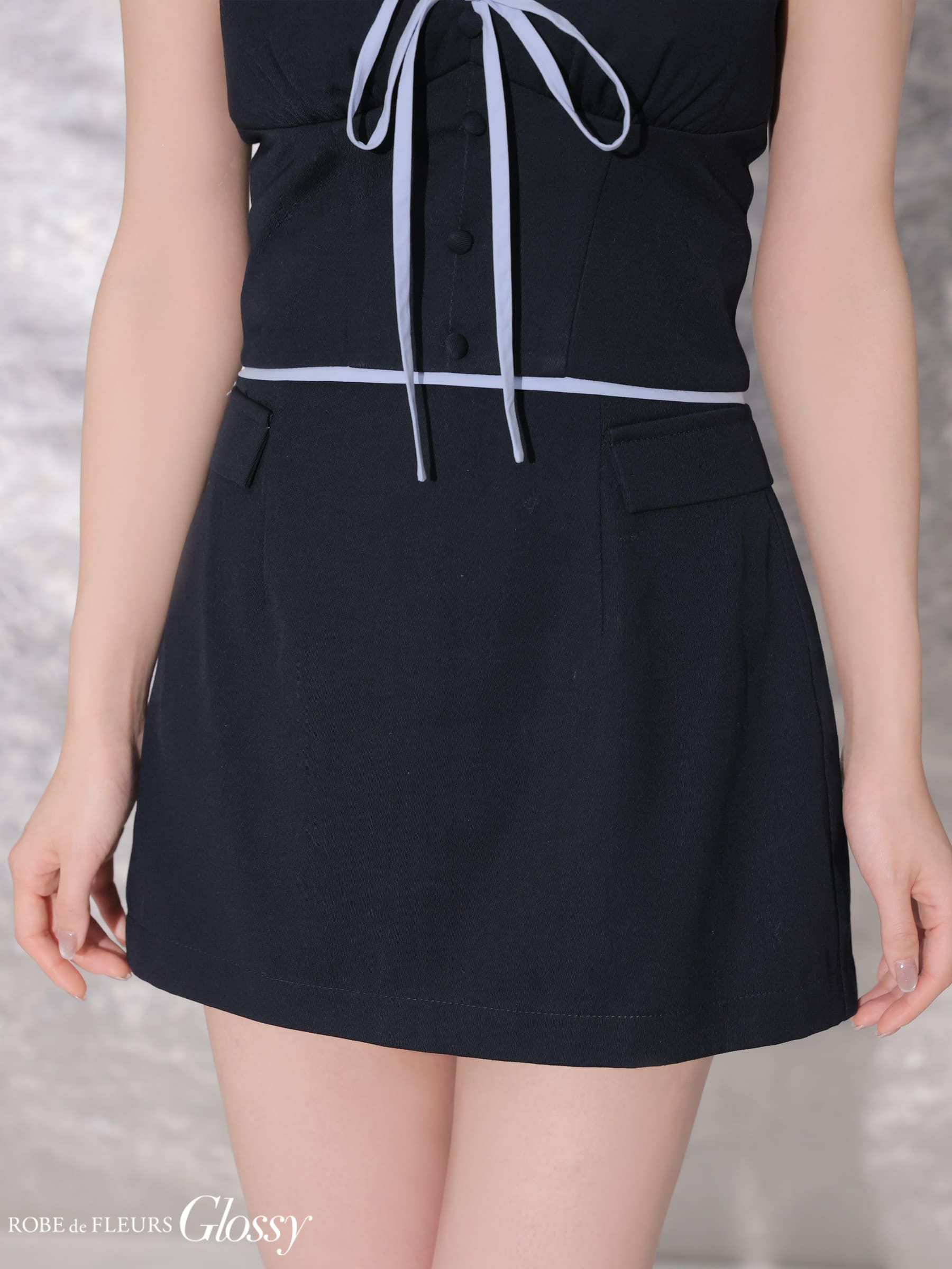 Glossy ローブドフルールグロッシー 【XS～Lサイズあり】バイカラーキャミレイヤードセットアップミニキャバドレス gl4221-c