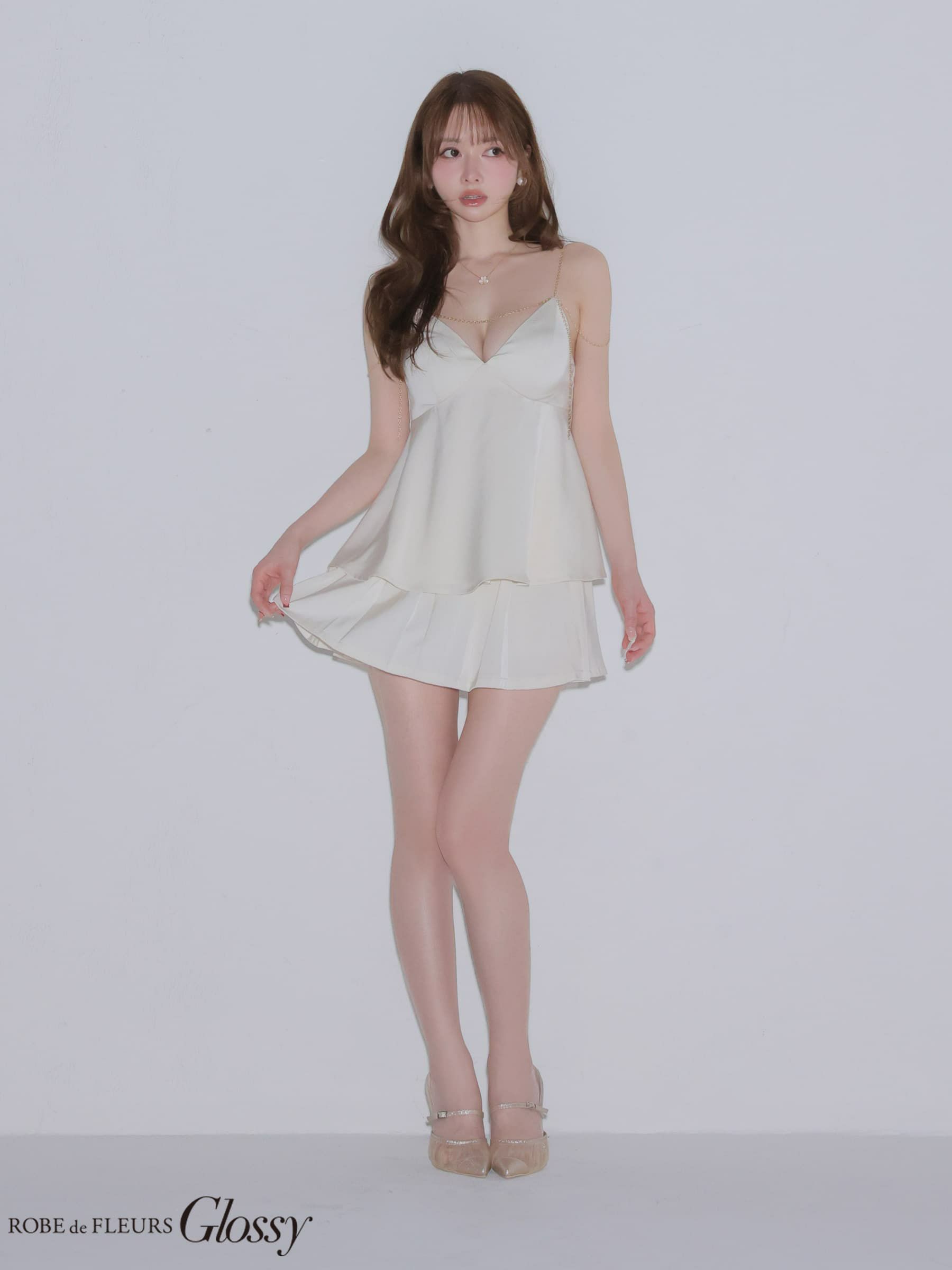 Glossy ローブドフルールグロッシー 【XSサイズあり】 チェーンサテンセットアップミニキャバドレス gl4640-c