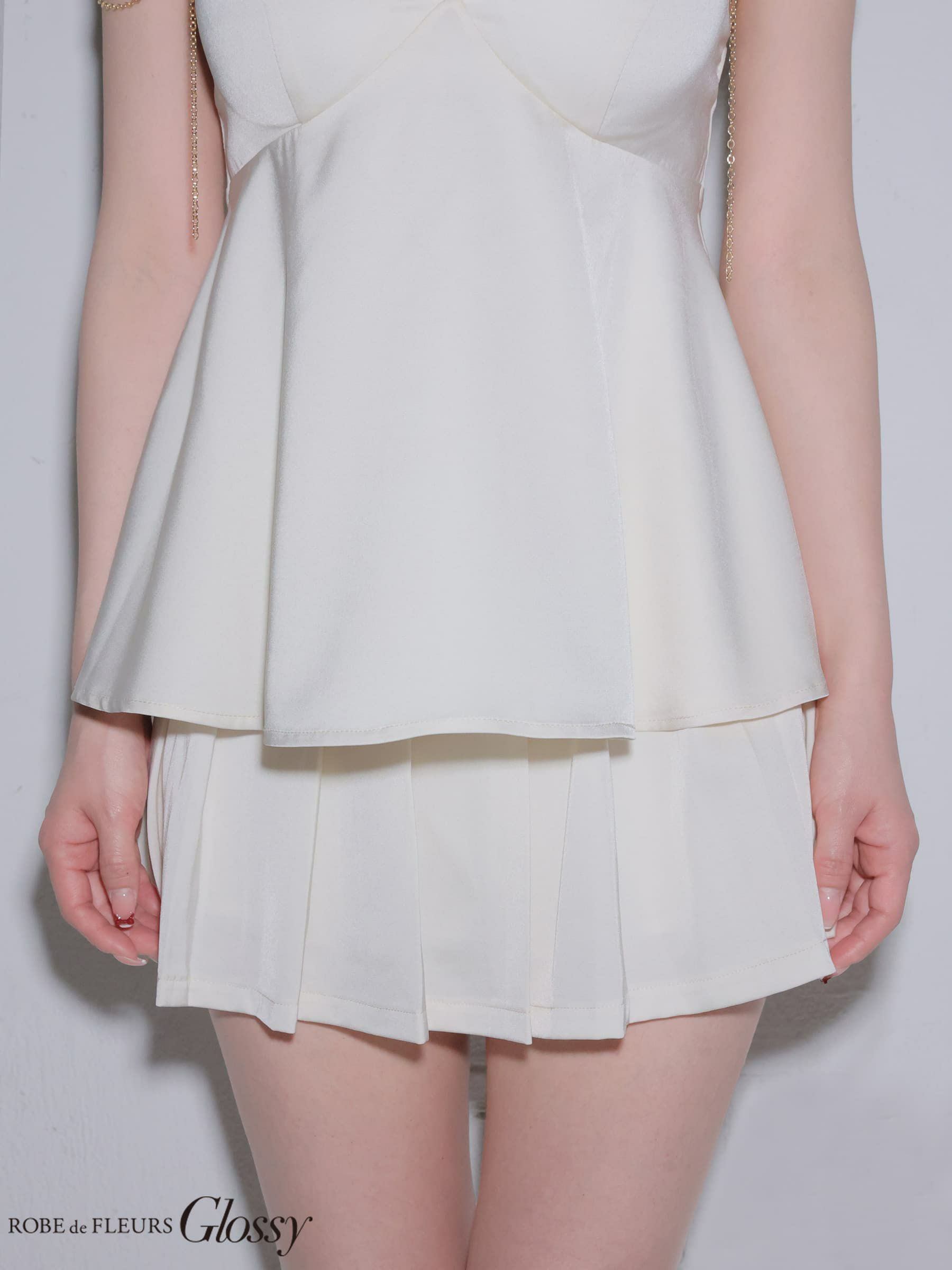 Glossy ローブドフルールグロッシー 【XSサイズあり】 チェーンサテンセットアップミニキャバドレス gl4640-c