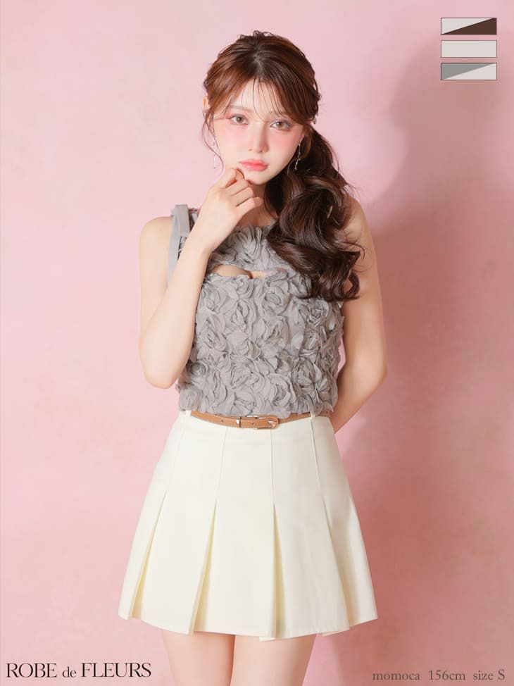 ROBE de FLEURS ローブドフルール 【XSサイズあり】 フラワーレースリボンセットアップミニキャバドレス fm4340-c