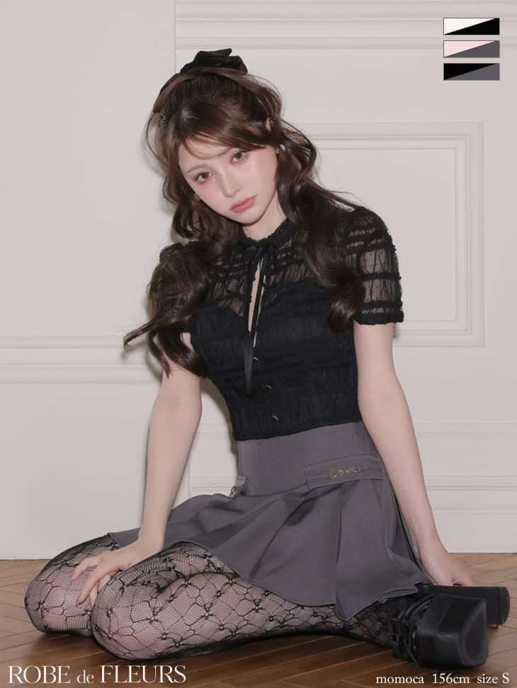 ROBE de FLEURS ローブドフルール 【XSサイズあり】 ドットフリルリボンセットアップミニキャバドレス fm4639-c