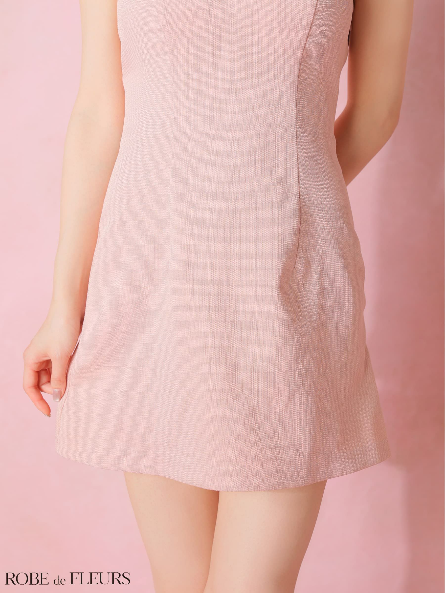 ROBE de FLEURS ローブドフルール 【XSサイズあり】 ツイードビジューリボンホルターミニキャバドレス fm4163-c