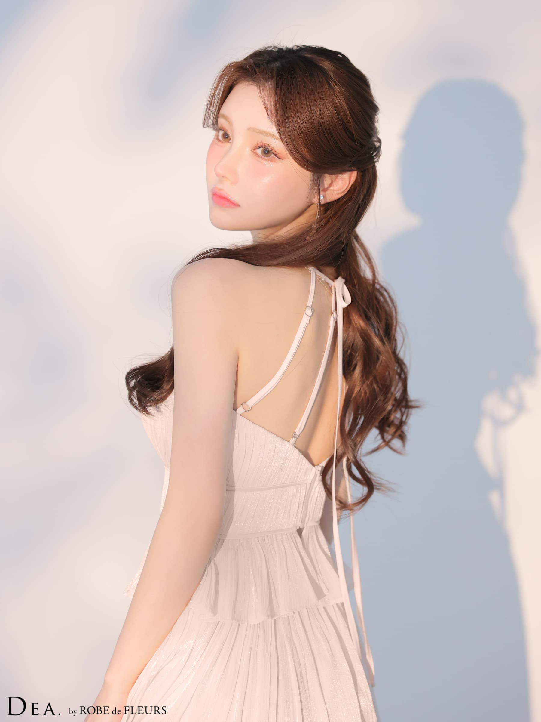 DEA. ディア バイ ローブドフルール 【XS～Lサイズあり】 ラメシフォンプリーツホルターネックツーピースロングキャバドレス de4344-c