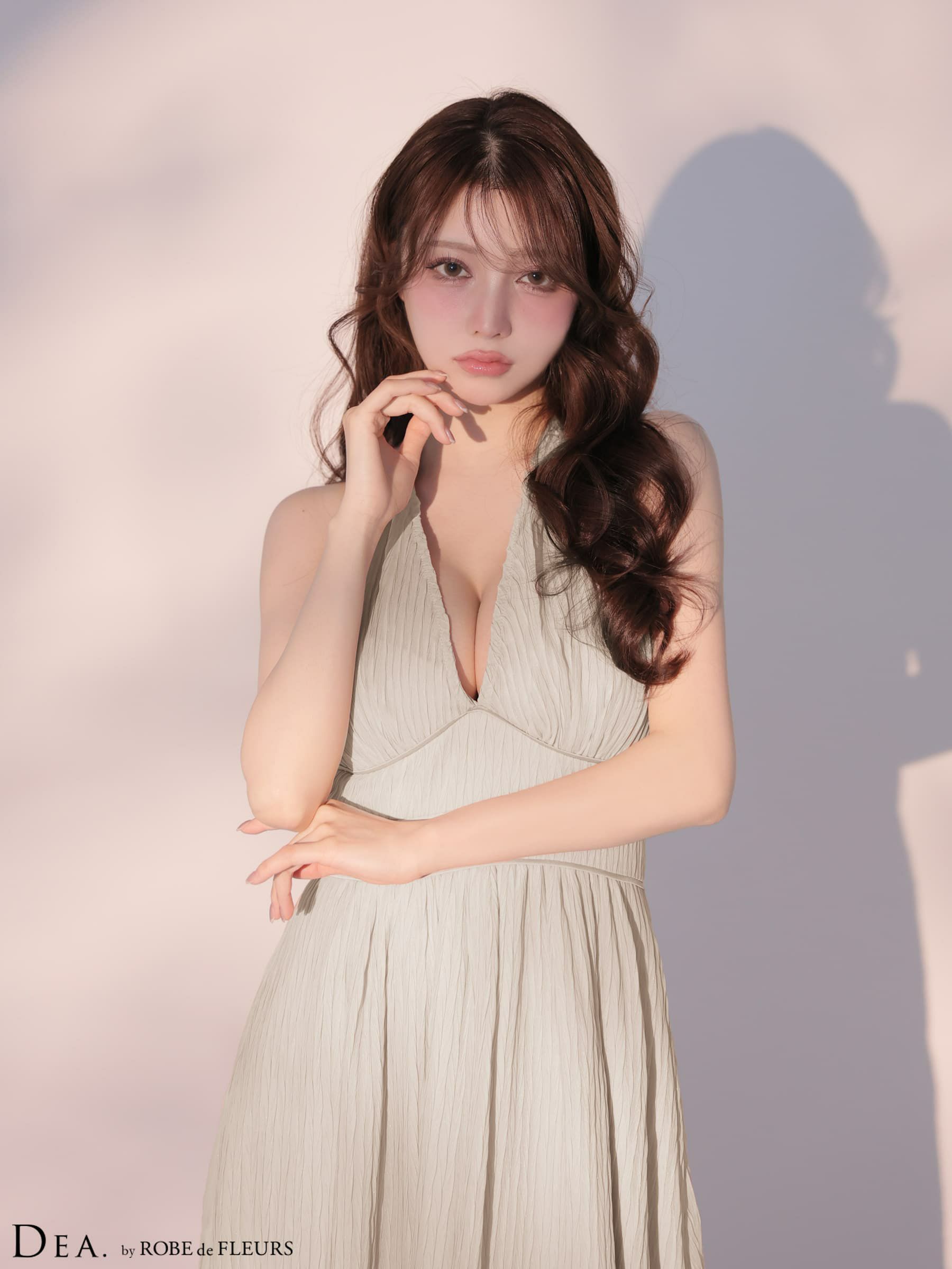 DEA. ディア バイ ローブドフルール 【XS～Lサイズあり】 プリーツシフォンホルターネックロングキャバドレス de4659-c